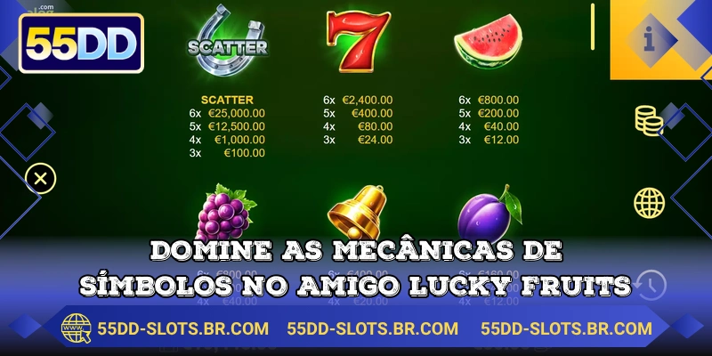 Domine as mecânicas de símbolos no Amigo Lucky Fruits